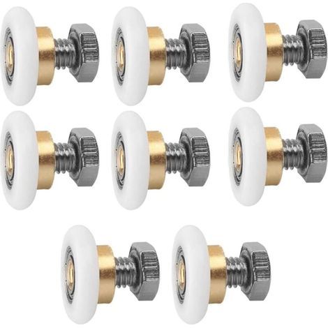 DBBEGK 27MM Porte Coulissante, 8 PCS Rouleaux De Douche, Coureurs De Douche, Rouleau Roulette Roue pour Porte de Douche Roulettes Coulissantes Porte Roue de Remplacement (1/4)