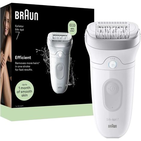 Braun Silk-épil 7 SE7-000 Épilateur Wet & Dry Corps Tête Large 2 Vitesses Argent