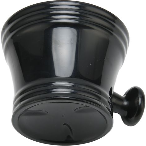Bol à savon à raser en plastique noir, grande capacité, prise en main confortable, format voyage, idéal pour le barbier, à la maison ou en voyage. (1/5)