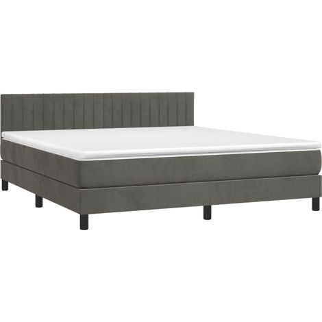 vidaXL Giroletto a Molle con Materasso Grigio Scuro 180x200 cm Velluto
