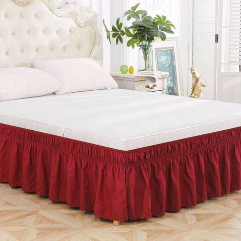 Jupe de Lit - Ourlet Élastique 3 Côtés - Hauteur 38 cm - 150 x 200 cm - Pour Lit Simple Double - 1 Pièce (1/5)