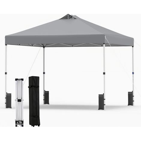 Pour marchés et sorties, tonnelle pop-up facile à monter seul, pavillon pliant 3x3 m avec sac à roulettes (1/5)