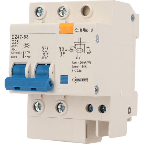 Disjoncteur miniature PA66, construction modulaire, 2P, pouvoir de coupure 6000 A, 400 V, 25 A (1/5)