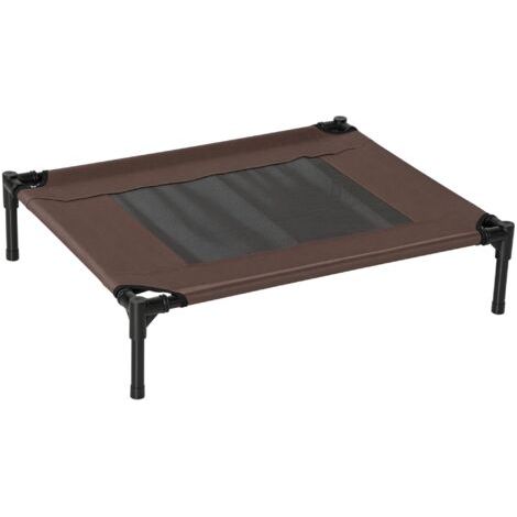 BUNTHAUS Lit d'extérieur surélevé PawHut pour chiens moyens et grands, robuste et en filet lavable, idéal pour le camping et les chats. Dimensions : 76 x 61 x 18 cm. Couleur : marron. (1/5)