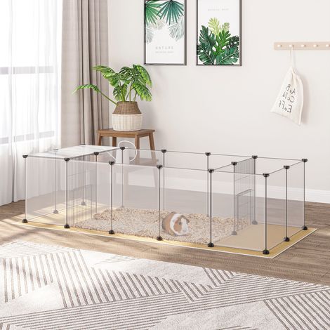 Clôture pour Animaux DIY avec 20 Panneaux et Tapis Parc pour Animaux de Petite Taille pour Cobayes Lapins 175x70x45 cm Blanc (1/5)