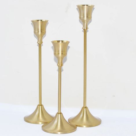 [JAMAIS UTILISÉ]Bougeoirs décoratifs3 pièces, bougeoirs de mariage, décorations de bougies, métal or noir argent, pour décoration (1/4)