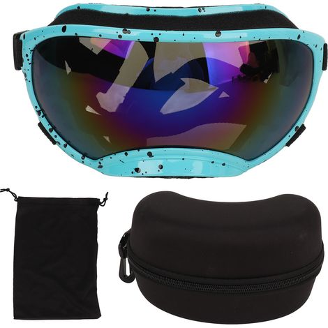 Lunettes de protection pour chien anti-vent, anti-UV avec verres en PC et sangle réglable - Modèle à verres bleus (1/5)