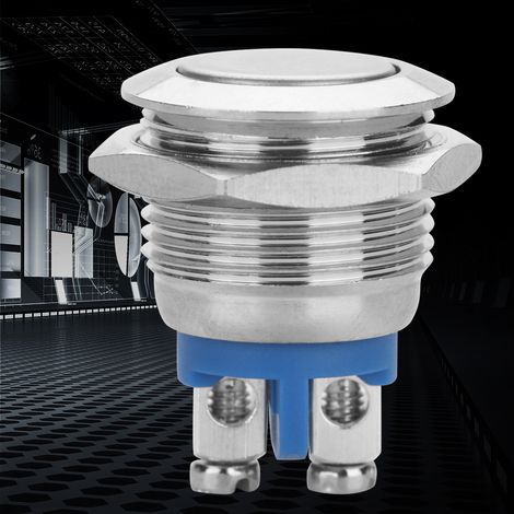 5 Stück/Set 16 mm 250 V Metall Wasserdichter 2-Pin Mini-Drucktaster (Flachkopf) (1/5)