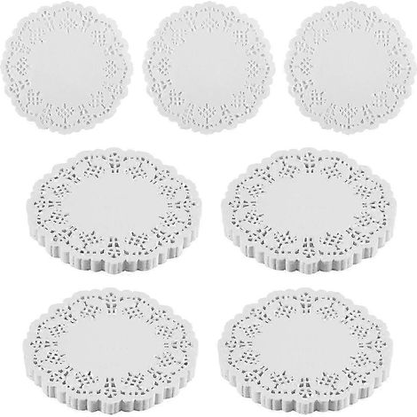 Napperons en papier dentelle, 100 pièces, sets de table ronds décoratifs de 11,5 cm, doublures pour gâteaux, desserts et pâtisseries. (1/5)