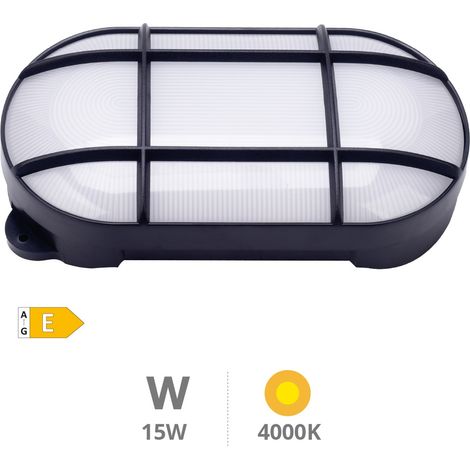 Aplique LED ovalado Cercis con rejilla 15W 4000K Negro (1/5)