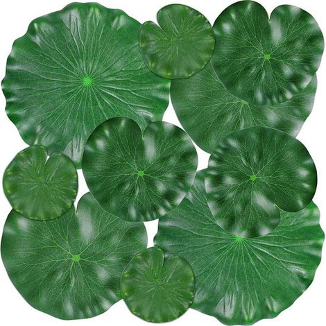 Feuilles de lotus flottantes - Vert - Nénuphars artificiels flottants - Feuilles de lotus artificielles pour jardin de bassin - Lot de 10 - Matériau EVA (1/5)