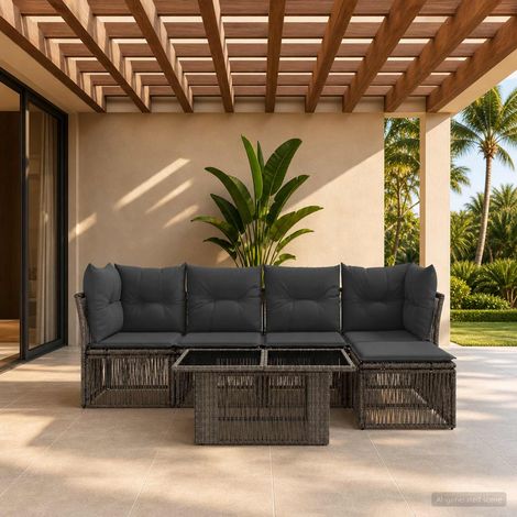 vidaXL Set Divano da Giardino 6 pz Grigio polyrattan (1/5)