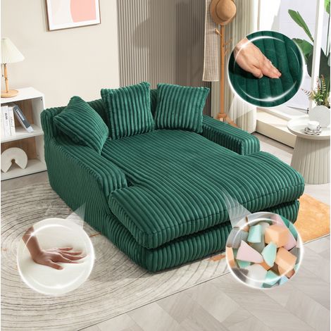 Sillón relax 125 x 155 x 63 cm, tela verde esmeralda, cómodo para salón FloraGrace (1/5)