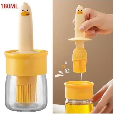 Pinceau Cuisine,pinceau à huile en silicone,pinceau à badigeonner,Boîte à huile en verre,distributeur d\\\\'huile d\\\\'olive,pour crêpes (1/4)