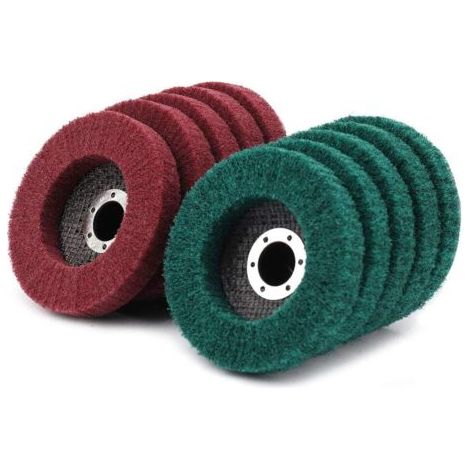 Disques à lamelles en fibre de nylon grain 180/320 de 10 pièces de 4 pouces pour le polissage des métaux, l'ébavurage et l'élimination de la rouille des soudures sur des surfaces complexes. (1/5)