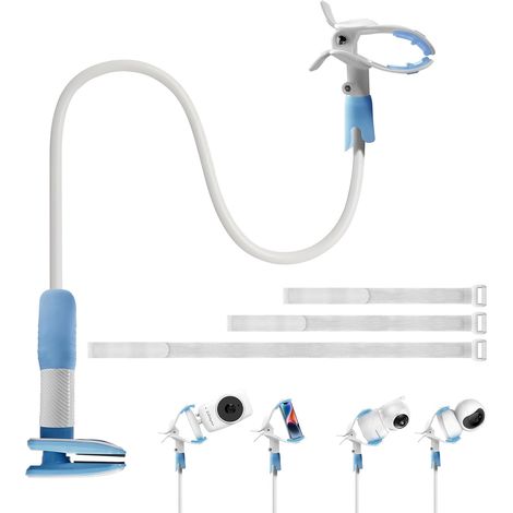 Support babyphone Universel, Support Camera Bebe Compatible avec 90% des modèles de babyphones, Pince Anti-dérapante, pour Moniteur vidéo pour bébé et étagère - Flexible (1/5)