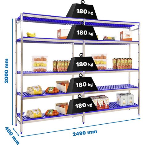 Simoninox Regalsystem ohne metallische Schrauben blau 2000x2490x400 mm (1/3)