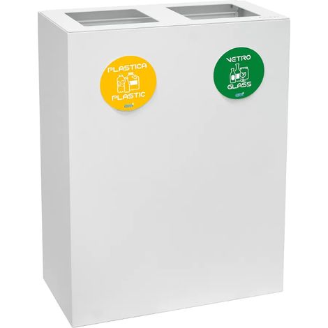 Bidone differenziata 2 scomparti 60 litri bianco (1/5)