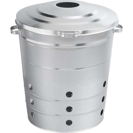 Bac composteur acier 110 Litres – Dimensions 53x53x54 cm – Trous d'aération pour compostage efficace – Poignées de transport intégrées – Guillouard (1/4)
