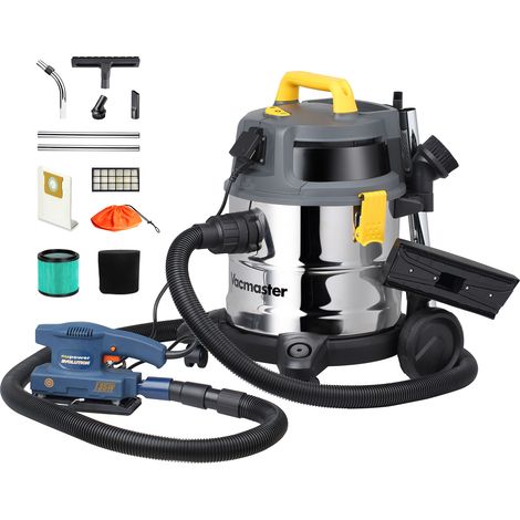 Vacmaster – Aspirateur professionnel eau et poussières 1600W – 20L inox – Dépression 27Kpa – Flexible anti écrasement 3.5M – Filtre Hepa 13 (1/9)