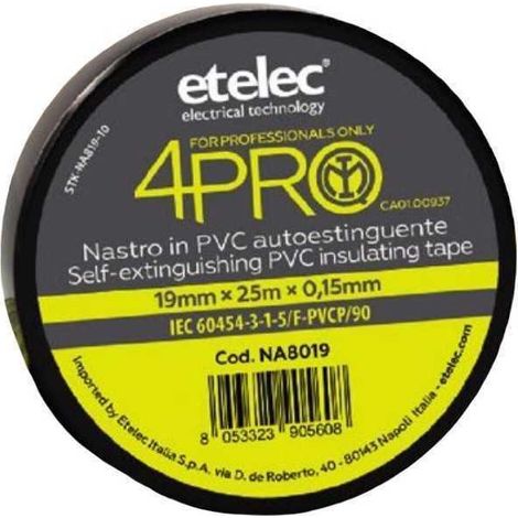 Etelec nastro isolante 4pro 19mmx25mx0.15mm na8019