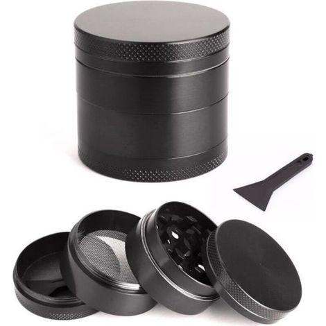 Broyeur Moulin - Noir - 4 Parties - Diamètre 40MM - Plastique et Aluminium - Efficace