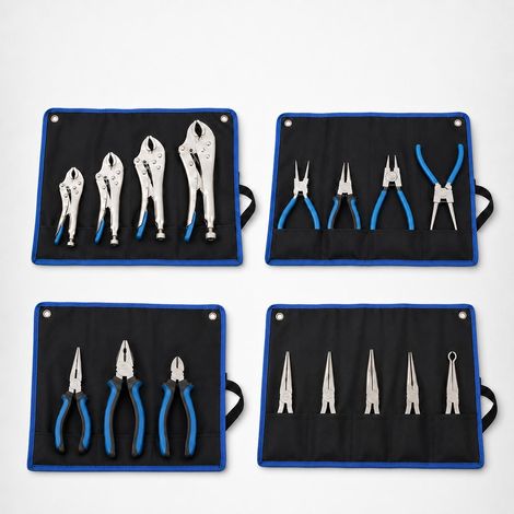 BITUXX Zangen-Set 16-teilig in Rolltasche, Feststellzangen, Sprengringzangen, Spitzzangen, Kombizange & Seitenschneider, Zangensatz für Werkstatt, Kfz, Montage, Haushalt und Reparatur (1/5)