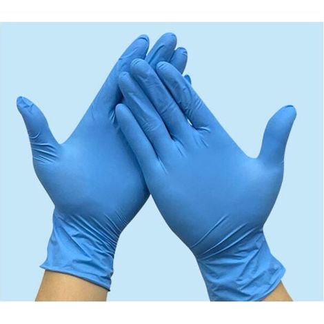 Gants jetables. Boîte de 100 Gants. Couleur: Bleu.Size:M (1/4)