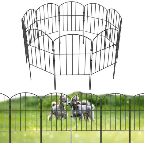 Lot de 10/20 clôtures de jardin en métal 320 x 61 cm (L x H) - Clôtures décoratives pour jardin, parterre de fleurs et barrière pour animaux, pour cour, terrasse, décoration extérieure (10) (1/5)
