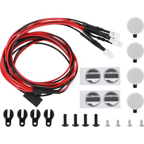Feux de galerie de toit LED pour Traxxas Trx4/SCX10 II, lampe ronde pour RC 1/10, modèle 90046 90047, 4 LED. (1/5)