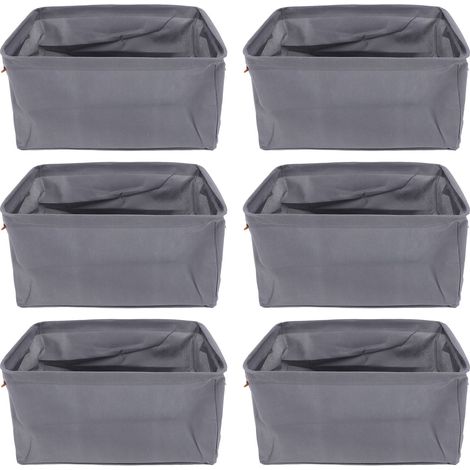 Lot de 6 boîtes de rangement pour vêtements en tissu épais, pliables, pour placard ou armoire, grises, 48 x 28 x 25 cm / 18,90 x 11,02 x 9,84 pouces (1/5)