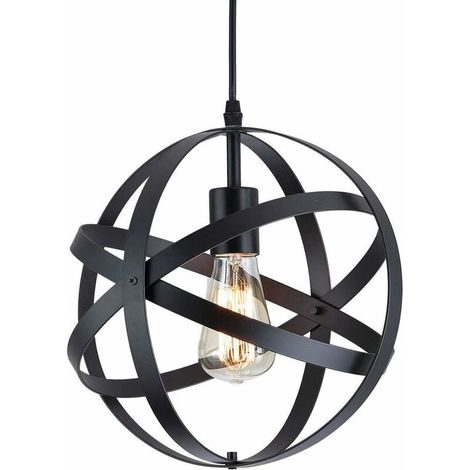 Industrielle Pendelleuchte, Design Vintage Metall Deckenleuchte Hängeleuchten Lampenschirm Kronleuchter mit E27 Fassung Beleuchtung Wandleuchte für Esszimmer Küche, 220V, Ø30cm, Schwarz (1/5)
