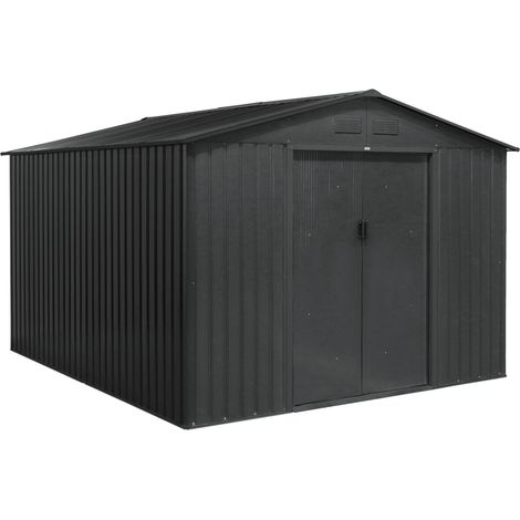 (8.7 X 10.1ft) 8.95m² metal garden storage shed Anthracite 277x322x203 cm - Flandre