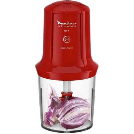 Hachoir Électrique 550W – 6 Lames Inox, 2 Vitesses, Rouge Rubis (1/5)