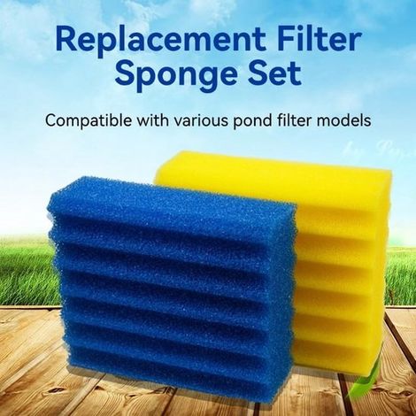 Teichfilter Teichfilterschaum Ersatzfiltermaterial Passend für Sensinger Teichfilter Passend für CBF-200T 1 x blauer Grobschaum und 1 x gelber 23 23 (1/2)