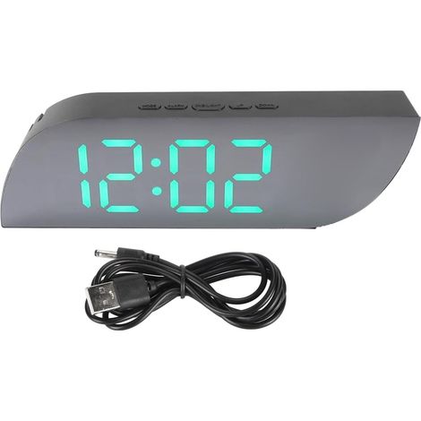 Horloge Miroir LED, Prise USB, Pile AAA, Réveil Numérique Snooze avec Affichage de la Température Et de la Date, pour Chambre à Coucher (1/5)