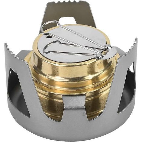 Compatible avec les réchauds à alcool et à essence, comprend un brûleur et un support, et est livré avec un sac de camping/randonnée (gris). (1/5)