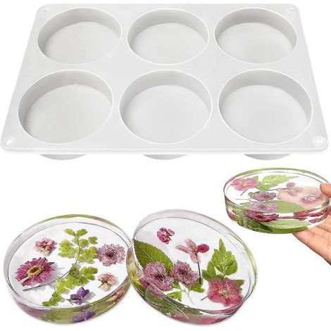 Moule silicone dessous verre rond bricolage blanc (1/5)