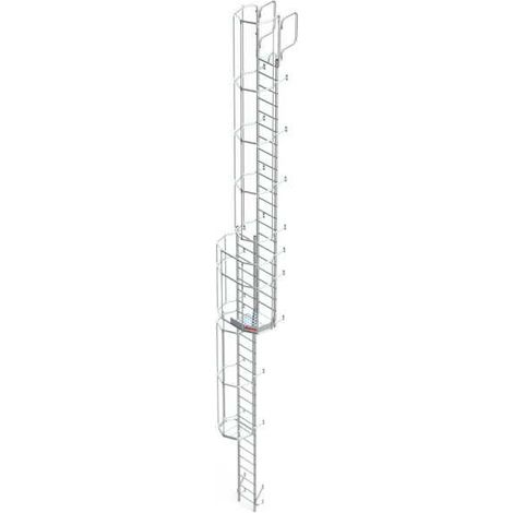 Escalera vertical de seguridad con jaula y descansillo Altura de pared entre 9.36 - 9.64 m SVS1-964 FARAONE (1/5)