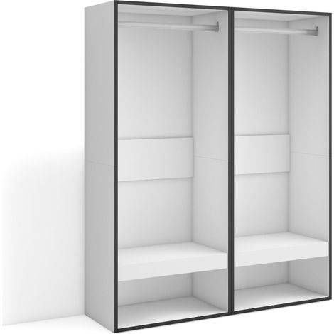 Skraut Home - Vestidor abierto, Ropa, zapatos, complementos, 120x145x35 cm, Dormitorio, habitación, Armario, perchero, Estilo Moderno, Blanco (1/5)