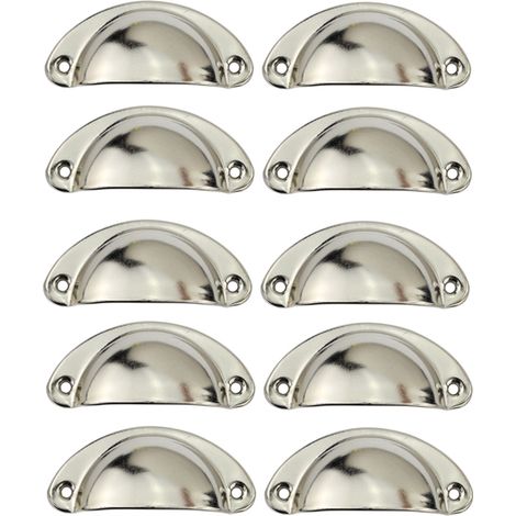Lot de 10 Poignée Bouton de Porte 81mm Décoration pour Meuble Tiroir - Argent (1/2)