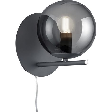 Applique murale moderne NYXIS Trio anthracite verre fumé boule sur tige 1xE14 28W