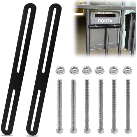 Support Boite Aux Lettres 2 Pièces Kit de Fixation pour Boîtes 280 x 24 mm Acier Inoxydable Connecteur Plat Ajustable pour la Fixation de Boîte aux Lettres (1/5)