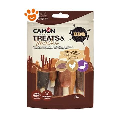 Camon Dog BBQ Party Costine al Pollo e Anatra - Confezione 98 Gr - Snack