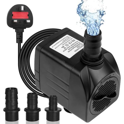 Pompe submersible 1 et H à eau ultra silencieuse de fontaine haute levée 400 Gph 7 pi 500 L 2,2 m 25 W L (1/4)