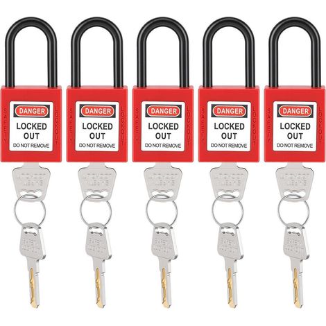 Cadenas Lockout Tagout 5 pièces, Rouge, 38mm, à clé identique