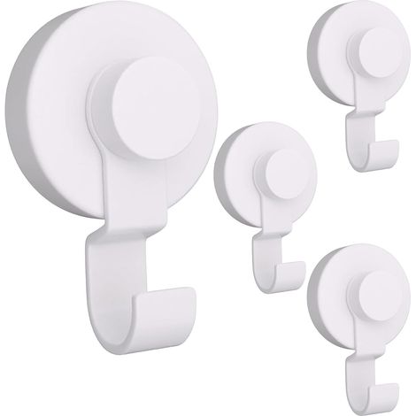 4 pcs crochet ventouse puissante, réutilisable, sans perçage, pour fenêtre, salle de bain ou cuisine, blanc