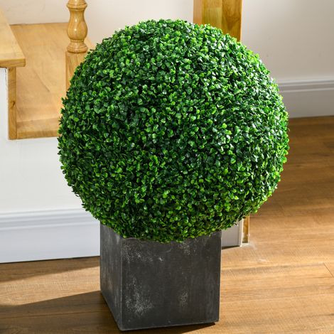 Lot de 2 boules artificielles de buis, Ø50 cm, vert, pour décoration intérieure et extérieure. (1/5)