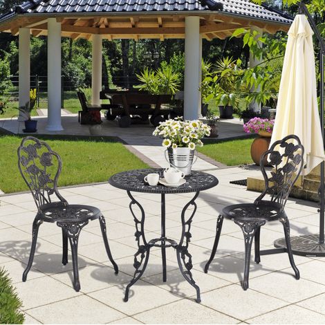 Mesa bistró exterior con 2 sillas jardín metal bronce HAVRYA (1/4)