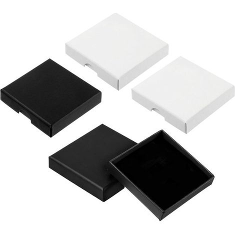 Coffret cadeau à bijoux 4 pièces - Boîte à bijoux - Étui à bijoux - Boîte de rangement - Emballage à bijoux - Organisateur - Carton - Noir/Blanc (1/5)